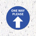 Milweb1 6"x6" / Blue / Indoor One Way Please Arrow - Floor Decal