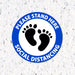 Milweb1 6"x6" / Blue / Indoor Please Stand Here Feet - Social Distancing Floor Decal