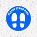 Milweb1 6"x6" / Blue / Indoor Please Stand Here with Feet - Floor Decal
