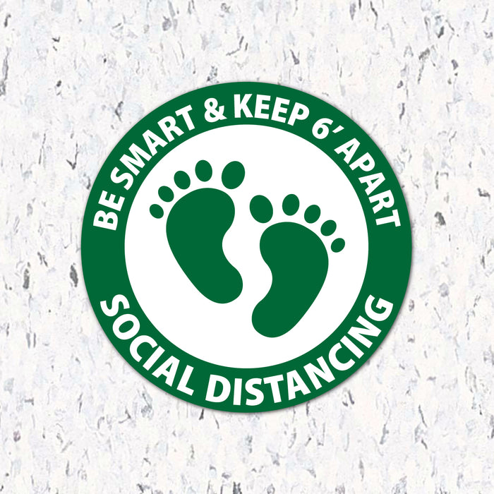Milweb1 6"x6" / Green / Indoor Be Smart & Stand 6' Apart Feet- Social Distancing Floor Decal