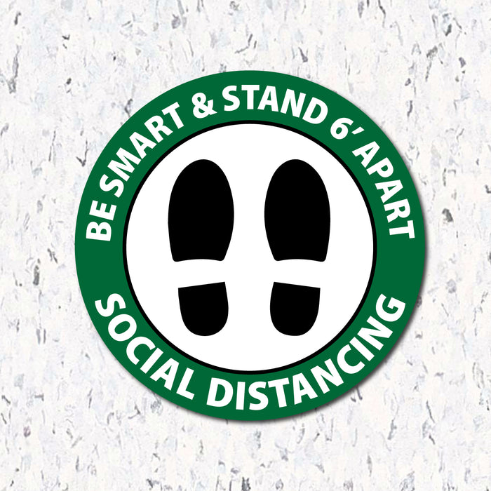 Milweb1 6"x6" / Green / Indoor Be Smart & Stand 6' Apart - Social Distancing Floor Decal