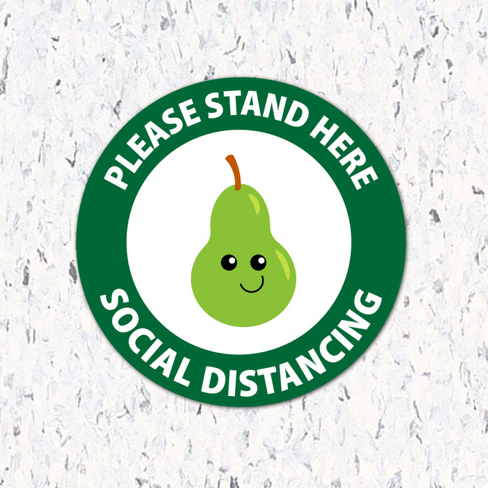 Milweb1 6"x6" / Green / Indoor Kids Please Stand Here Fruit - Social Distancing Floor Decal