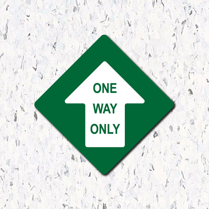 Milweb1 6"x6" / Green / Indoor One Way Only Arrow - Diamond Shaped