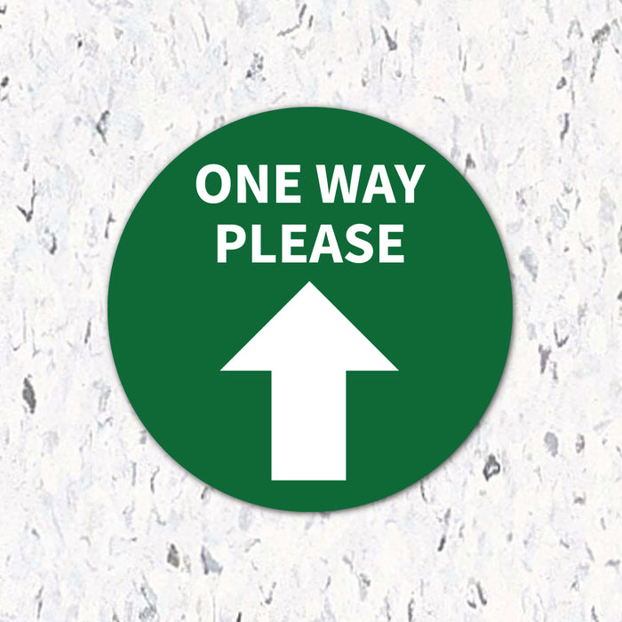 Milweb1 6"x6" / Green / Indoor One Way Please Arrow - Floor Decal