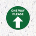 Milweb1 6"x6" / Green / Indoor One Way Please Arrow - Floor Decal