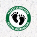 Milweb1 6"x6" / Green / Indoor Please Stand Here Feet - Social Distancing Floor Decal