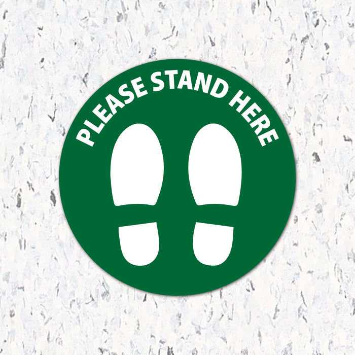 Milweb1 6"x6" / Green / Indoor Please Stand Here with Feet - Floor Decal