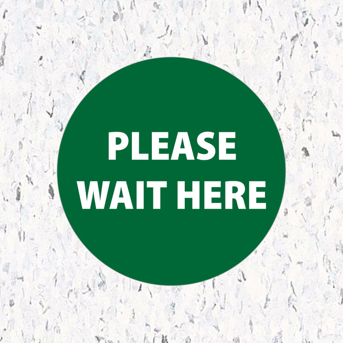 Milweb1 6"x6" / Green / Indoor Please Wait Here Circle - Floor Decal