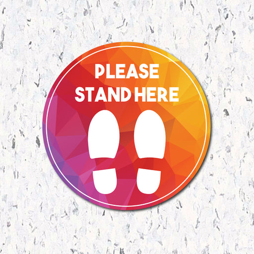 Milweb1 6"x6" / Indoor / Please Stand Here Feet Colorful Circle - Floor Decal