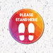 Milweb1 6"x6" / Indoor / Please Stand Here Feet Colorful Circle - Floor Decal