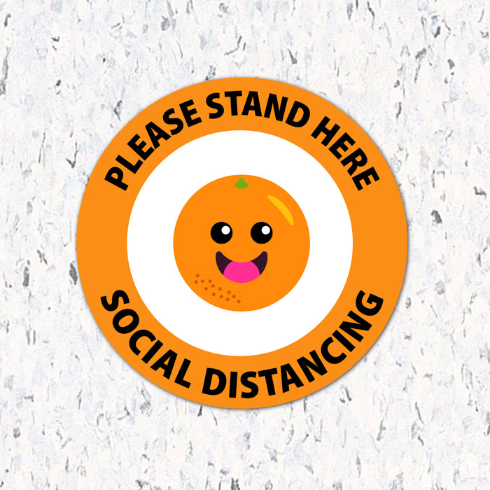 Milweb1 6"x6" / Orange / Indoor Kids Please Stand Here Fruit - Social Distancing Floor Decal