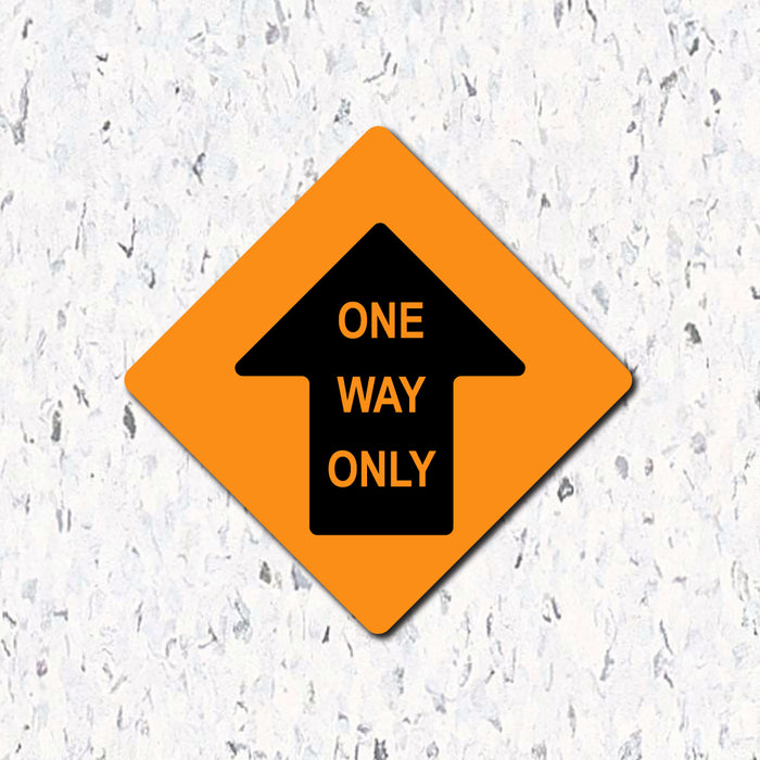 Milweb1 6"x6" / Orange / Indoor One Way Only Arrow - Diamond Shaped