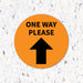 Milweb1 6"x6" / Orange / Indoor One Way Please Arrow - Floor Decal