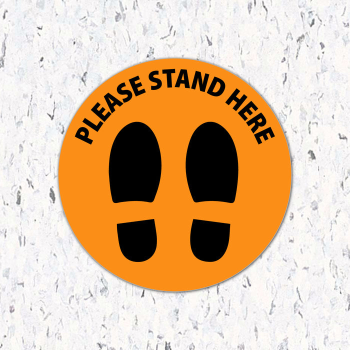 Milweb1 6"x6" / Orange / Indoor Please Stand Here with Feet - Floor Decal