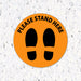 Milweb1 6"x6" / Orange / Indoor Please Stand Here with Feet - Floor Decal