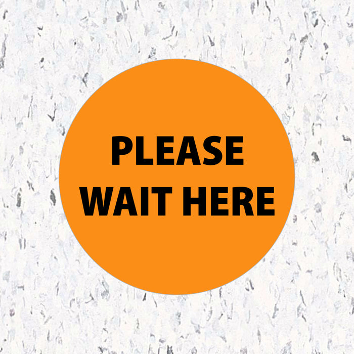 Milweb1 6"x6" / Orange / Indoor Please Wait Here Circle - Floor Decal