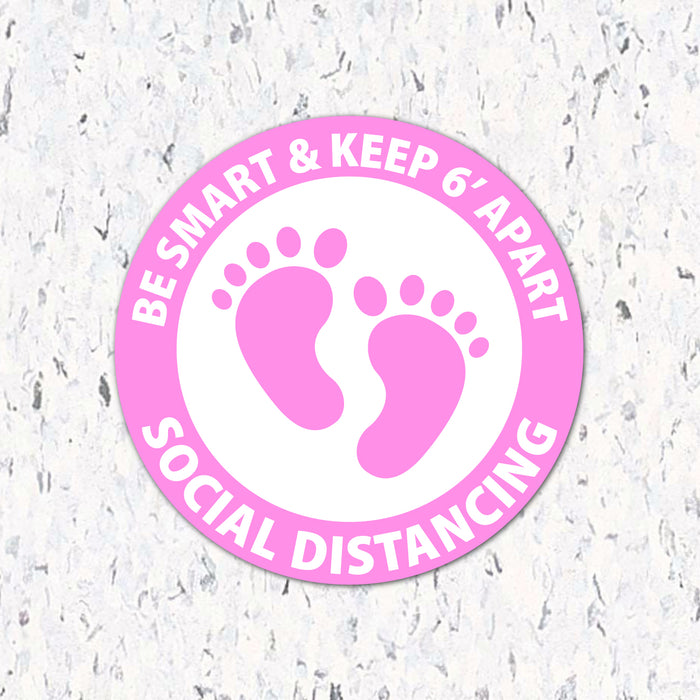 Milweb1 6"x6" / Pink / Indoor Be Smart & Stand 6' Apart Feet- Social Distancing Floor Decal