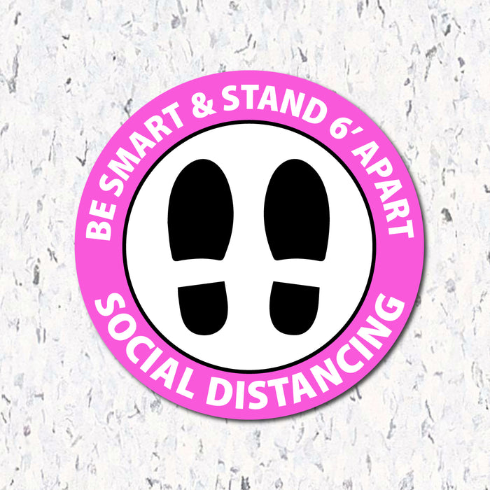 Milweb1 6"x6" / Pink / Indoor Be Smart & Stand 6' Apart - Social Distancing Floor Decal