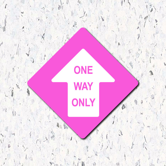 Milweb1 6"x6" / Pink / Indoor One Way Only Arrow - Diamond Shaped