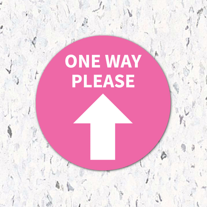 Milweb1 6"x6" / Pink / Indoor One Way Please Arrow - Floor Decal
