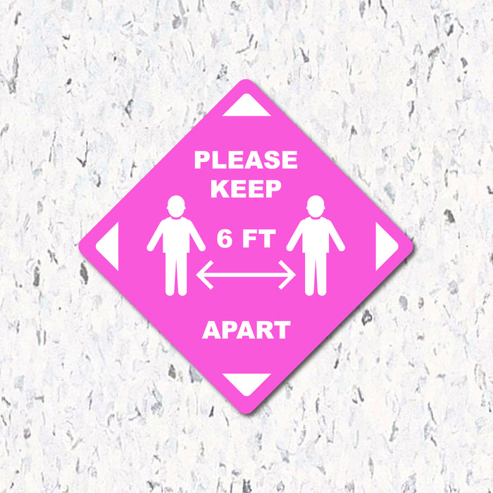 Milweb1 6"x6" / Pink / Indoor Please Keep 6 Feet Apart - Diamond Shaped