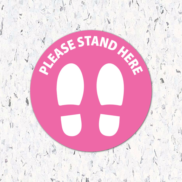 Milweb1 6"x6" / Pink / Indoor Please Stand Here with Feet - Floor Decal