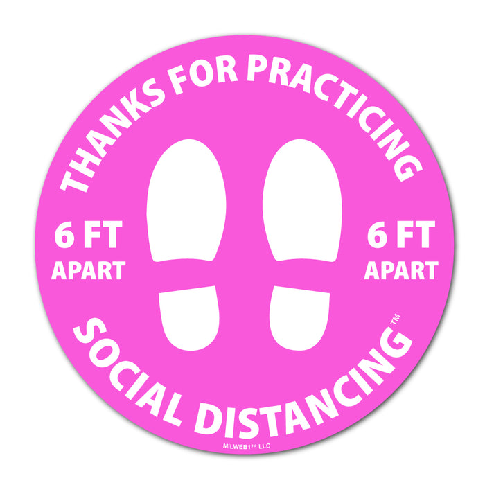 Milweb1 6"x6" / Pink / Indoor Thanks For Practicing Social Distancing Floor Decals