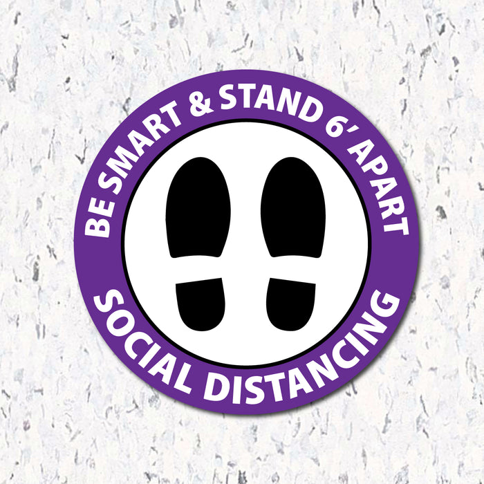 Milweb1 6"x6" / Purple / Indoor Be Smart & Stand 6' Apart - Social Distancing Floor Decal