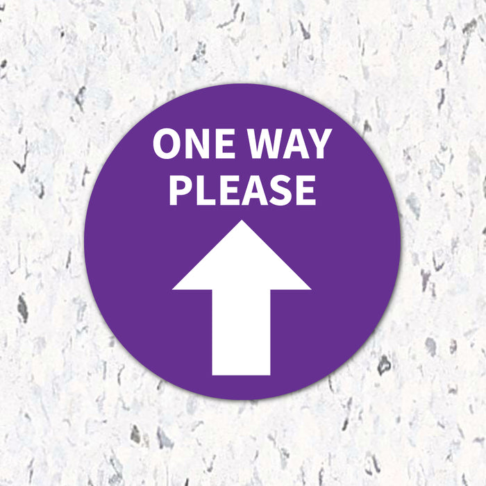 Milweb1 6"x6" / Purple / Indoor One Way Please Arrow - Floor Decal