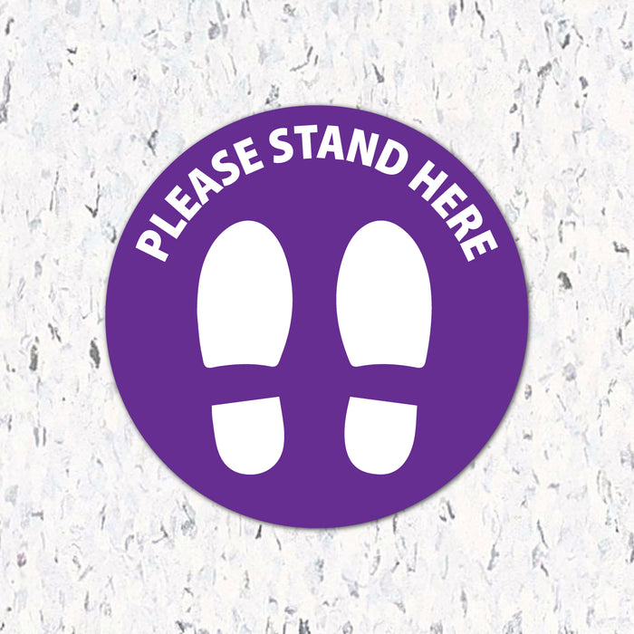 Milweb1 6"x6" / Purple / Indoor Please Stand Here with Feet - Floor Decal