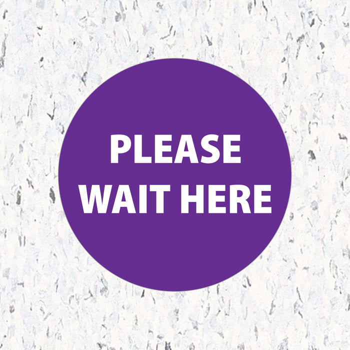 Milweb1 6"x6" / Purple / Indoor Please Wait Here Circle - Floor Decal