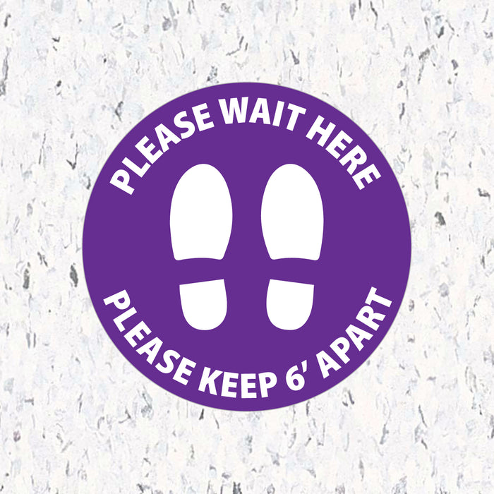 Milweb1 6"x6" / Purple / Indoor Please Wait Here Stand 6' Apart