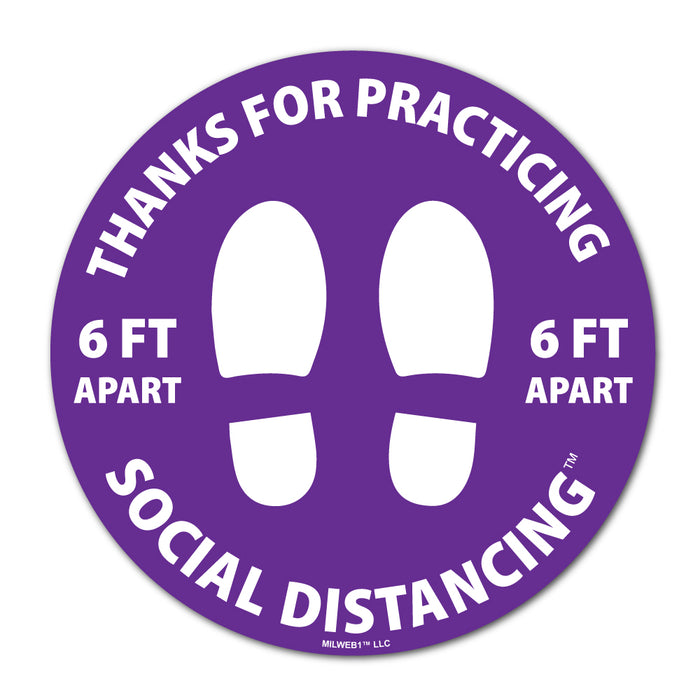 Milweb1 6"x6" / Purple / Indoor Thanks For Practicing Social Distancing Floor Decals