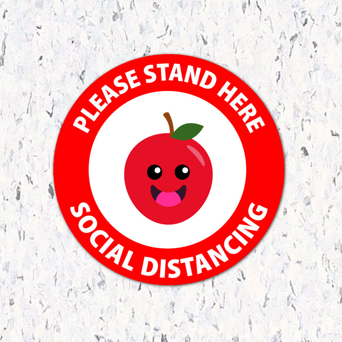 Milweb1 6"x6" / Red / Indoor Kids Please Stand Here Fruit - Social Distancing Floor Decal