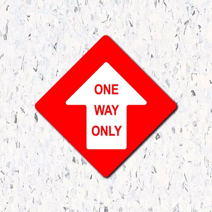 Milweb1 6"x6" / Red / Indoor One Way Only Arrow - Diamond Shaped