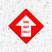 Milweb1 6"x6" / Red / Indoor One Way Only Arrow - Diamond Shaped
