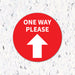 Milweb1 6"x6" / Red / Indoor One Way Please Arrow - Floor Decal