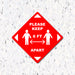 Milweb1 6"x6" / Red / Indoor Please Keep 6 Feet Apart - Diamond Shaped
