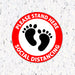 Milweb1 6"x6" / Red / Indoor Please Stand Here Feet - Social Distancing Floor Decal