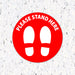 Milweb1 6"x6" / Red / Indoor Please Stand Here with Feet - Floor Decal