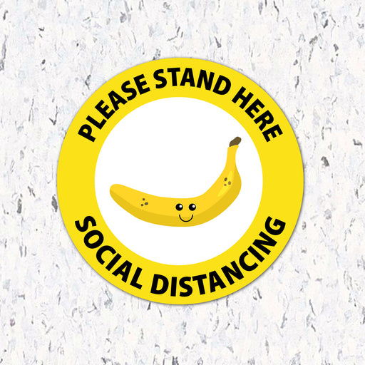 Milweb1 6"x6" / Yellow / Indoor Kids Please Stand Here Fruit - Social Distancing Floor Decal