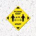 Milweb1 6"x6" / Yellow / Indoor Please Keep 6 Feet Apart - Diamond Shaped