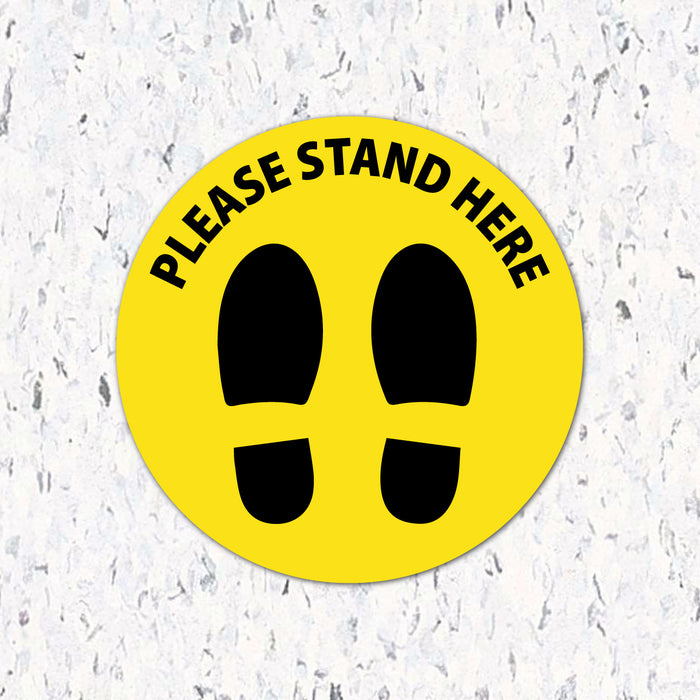 Milweb1 6"x6" / Yellow / Indoor Please Stand Here with Feet - Floor Decal