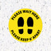 Milweb1 6"x6" / Yellow / Indoor Please Wait Here Stand 6' Apart