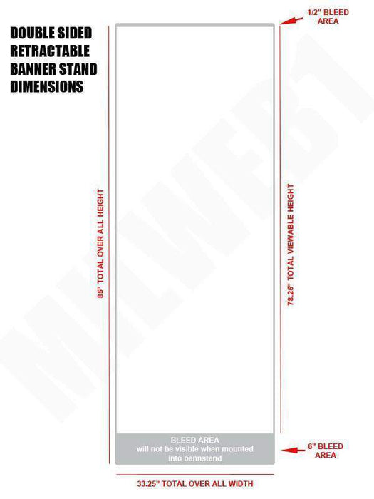 33"x78" Double Sided Retractable Banner Stand