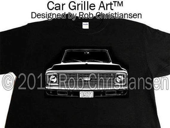Car Grille Art™ 1971 Chevy Truck C10, Pickup, Chevy Truck. K10, C/K T-Shirt, Suburban. - Milweb1