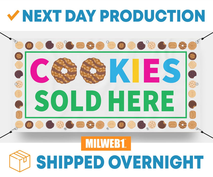 Milweb1 Cookies Sold Here Girl Scout / Cookie Scouts - Vinyl Banner - Sign - Free Overnight Shipping
