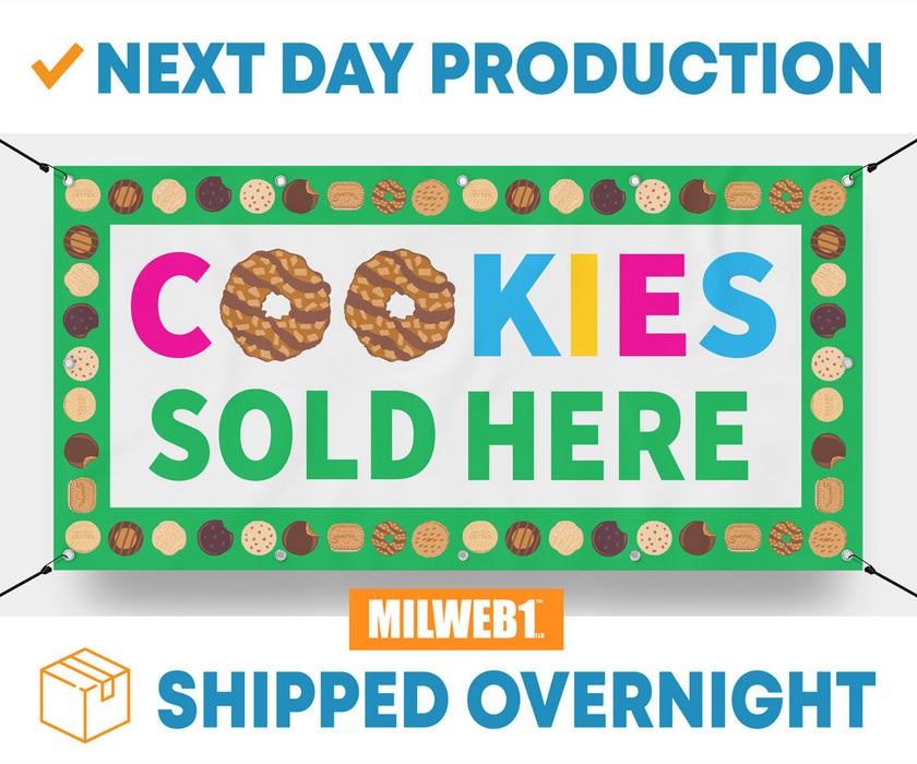 Milweb1 Cookies Sold Here Girl Scout / Cookie Scouts - Vinyl Banner - Sign - Free Overnight Shipping