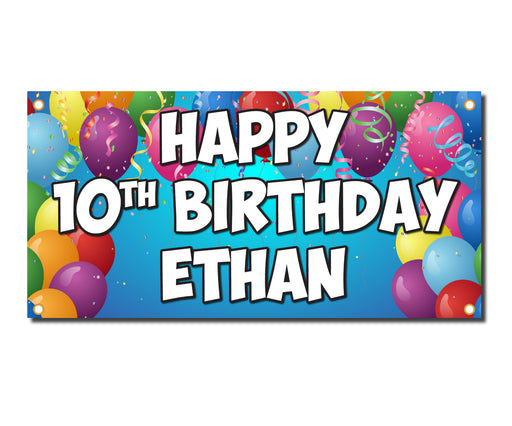 Milweb1 Happy Birthday Custom Name & Age - Vinyl Banner Sign