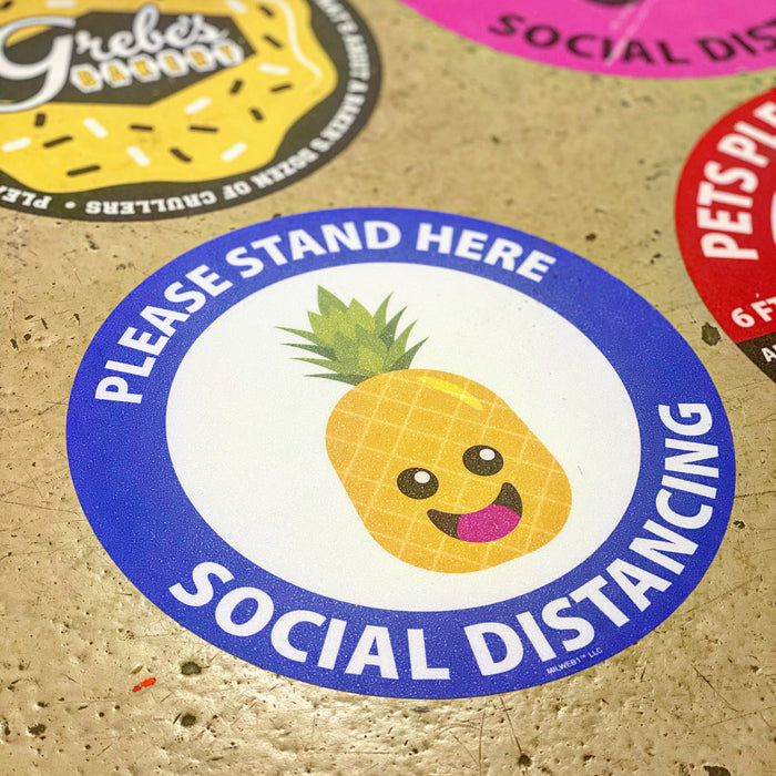 Milweb1 Kids Please Stand Here Fruit - Social Distancing Floor Decal